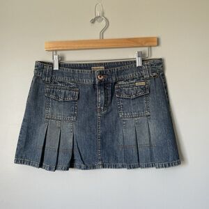 Vintage Billabong y2k 2000's Denim Pleated Mini Skirt Blue Womens Juniors Size 5